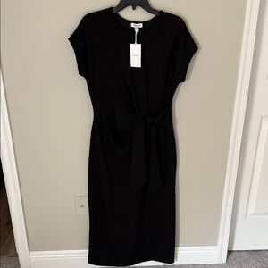 Nordstrom Black Midi Dress with Tie Waist